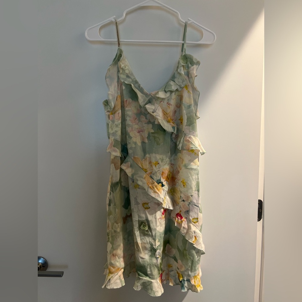 H&M Green Floral Ruffled Sundress